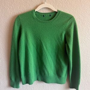 100% Cashmere Bright Green Crew Neck Long Sleeve Cozy Sweater Luxury Designer